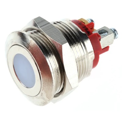 APEM AV Series Illuminated Push Button Switch, Momentary, 19.2 mm Cutout, SPST, Red LED, IP65, 48V DC 250V AC AV09C7L3D9006