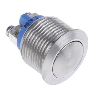 APEM AV Series Push Button Switch Momentary Panel Mount, 19.2 mm Cutout, Silver, SPST, IP65 AV1630C940K