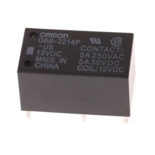 Omron PCB Power Relay DPST, 12V DC Coil, 5A Switching, Subminiature, G6B-2214P-US DC12