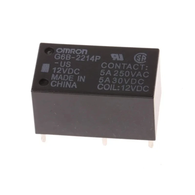 Omron PCB Power Relay DPST, 12V DC Coil, 5A Switching, Subminiature, G6B-2214P-US DC12