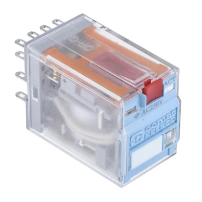 Releco Power Relay 230V AC Coil, 5A Switching Current, 4PDT, Quick Connect Terminals, Gold Plated Contacts C9-A41X / AC 230 V