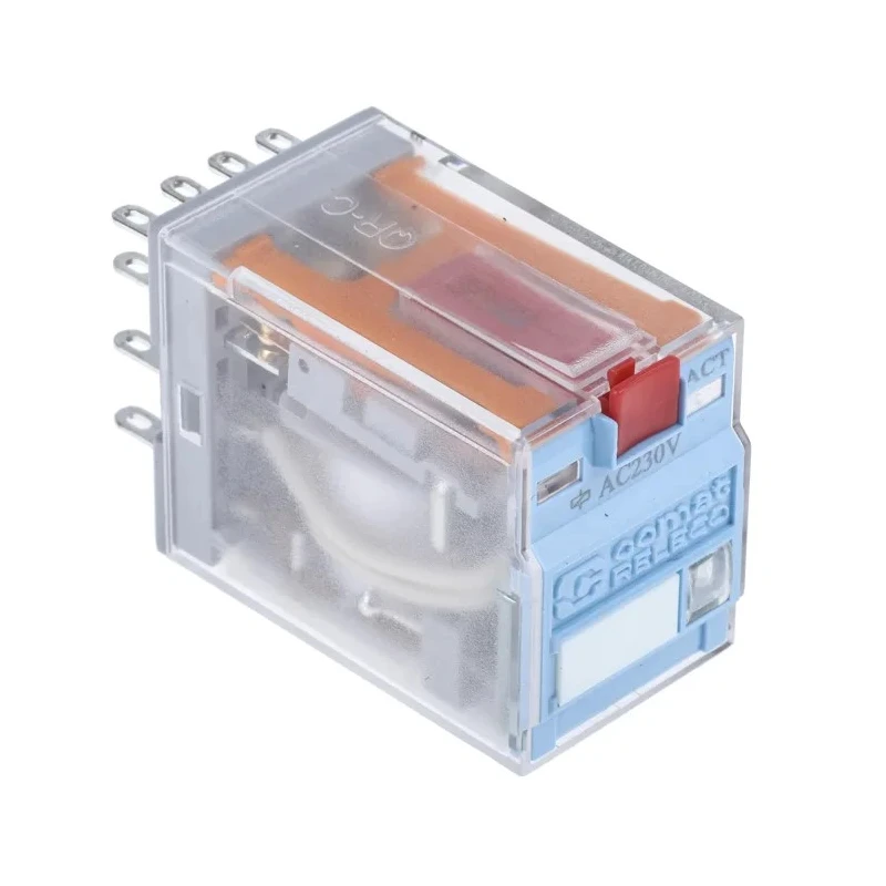 Releco Power Relay 230V AC Coil, 5A Switching Current, 4PDT, Quick Connect Terminals, Gold Plated Contacts C9-A41X / AC 230 V