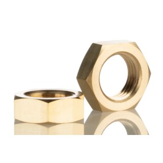 Norgren Brass Tubing Nut, 1/4in Thread, Bulkhead Locknut for KQ2 Pneumatic Fittings 222F10028