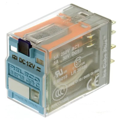 Releco DIN Rail Power Relay 12V DC Coil, 5A Switching Current, 4PDT, C9-A41X / DC 12 V