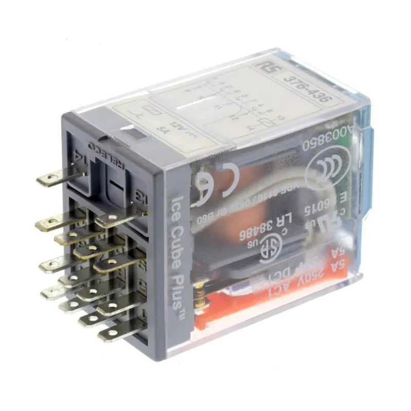 Releco DIN Rail Power Relay 12V DC Coil, 5A Switching Current, 4PDT, C9-A41X / DC 12 V