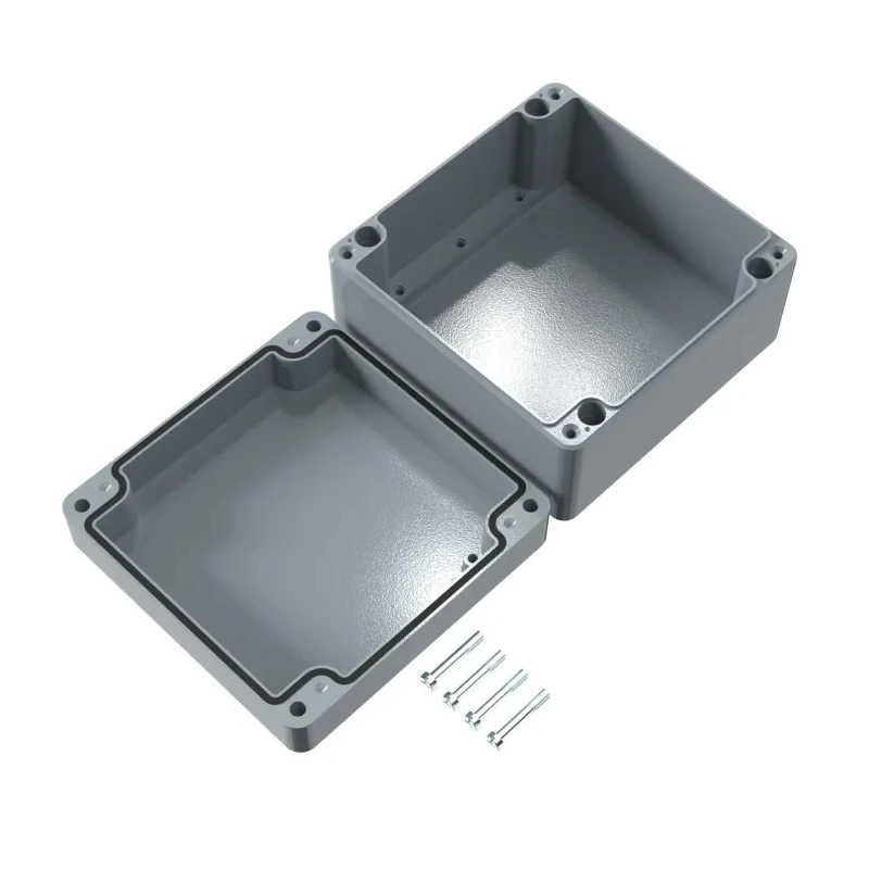 Rose Die Cast Aluminium Enclosure, IP66, IK09, Polyurethane Gasket, 180x180x101 mm, Grey Lid, Aluminium Standard 01181810