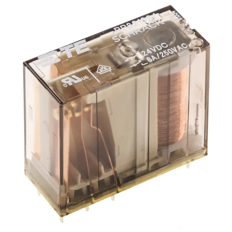 TE Connectivity PCB Non-Latching Relay DPDT, 24V DC Coil, 8A Switching Current, 400V AC, Silver Alloy Contacts RP821024
