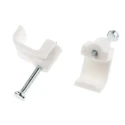 RS PRO White Polyethylene Rectangular Cable Clip with Nail 9.8mm x 10mm x 10mm 233-584