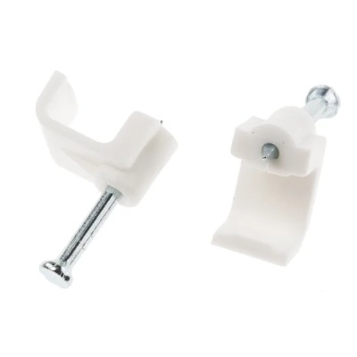 RS PRO White Polyethylene Rectangular Cable Clip with Nail 9.8mm x 10mm x 10mm 233-584