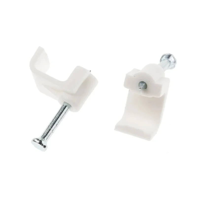RS PRO White Polyethylene Rectangular Cable Clip with Nail 9.8mm x 10mm x 10mm 233-584