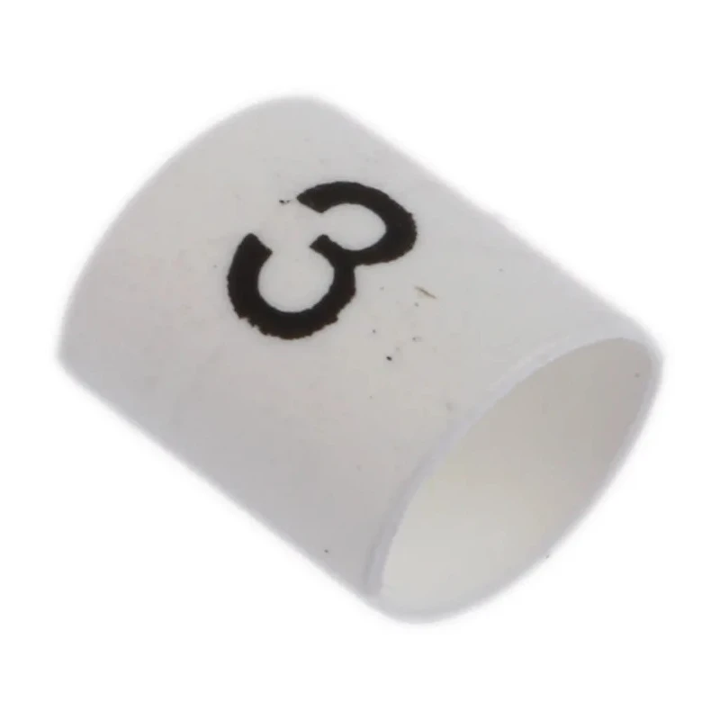 TE Connectivity TRSA Cable Marker, White, Pre-printed '3', 3 mm Max Cable, 1 mm Min Cable, Polyolefin, TRSA-1019/C/1/3