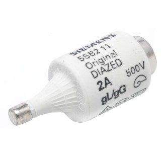 Siemens Diazed Bottle Fuse D02 2A 500V AC E27 Thread Ceramic Body 50kA Breaking Capacity Pink Cap 5SB211