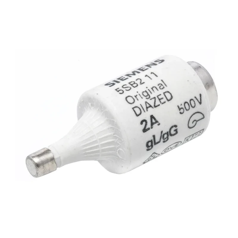 Siemens Diazed Bottle Fuse D02 2A 500V AC E27 Thread Ceramic Body 50kA Breaking Capacity Pink Cap 5SB211