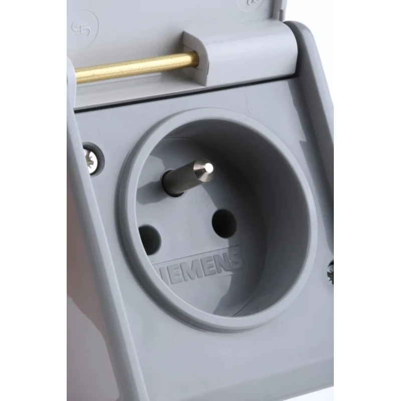 Siemens 10A Outdoor Surface Plug Socket, Type E, IP44, Grey, DELTA Series 5UB4741