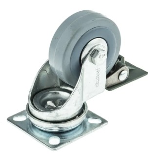 Guitel Hervieu Braked Swivel Castor 40 kg Capacity, 50 mm Wheel, Rubber, Galvanised Steel Frame, Braked Swivel 66527