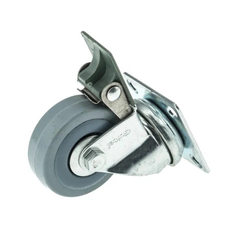 Guitel Hervieu Braked Swivel Castor 40 kg Capacity, 50 mm Wheel, Rubber, Galvanised Steel Frame, Braked Swivel 66527