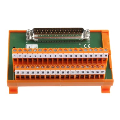 RS PRO 37-Contact Male Interface Module, D-Sub Connector, DIN Rail, 50V, 1A, Angled, 14/22 AWG, 403-409