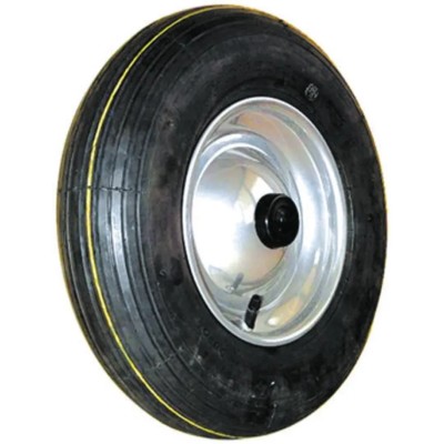 Guitel Hervieu Black Rubber Pneumatic Trolley Wheel 400mm Diameter, 200kg Load, Roller Bearing, Steel Hub 5874022511