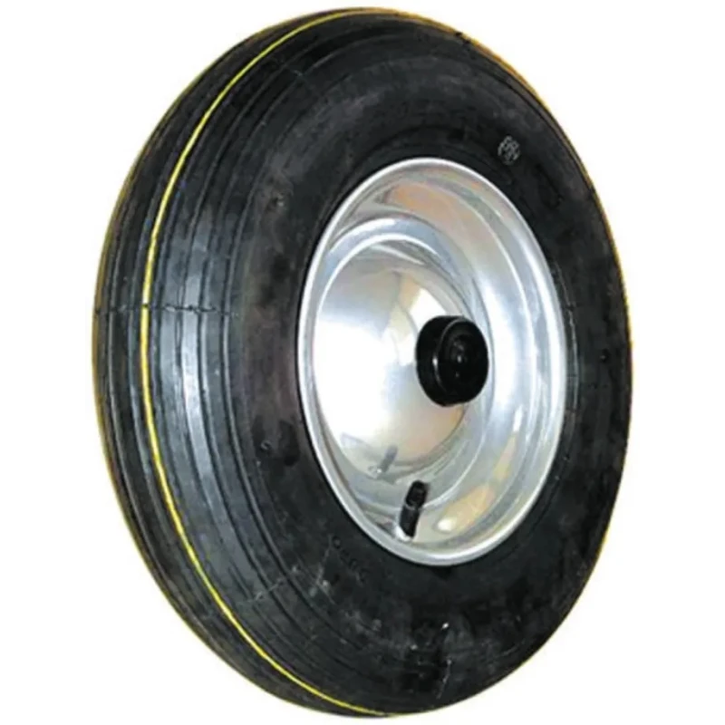 Guitel Hervieu Black Rubber Pneumatic Trolley Wheel 400mm Diameter, 200kg Load, Roller Bearing, Steel Hub 5874022511