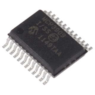 Microchip 24-Pin Energy Meter IC, 16 Bit Resolution, 2 Phase, Surface Mount, SSOP Package, Minimum Supply MCP3909-I/SS