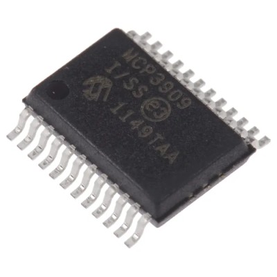 Microchip 24-Pin Energy Meter IC, 16 Bit Resolution, 2 Phase, Surface Mount, SSOP Package, Minimum Supply MCP3909-I/SS