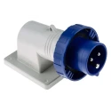 Scame EUREKA IP66/IP67 Blue Wall Mount 2P+PE Right Angle Industrial Power Connector, 16A, 230V 247.1693