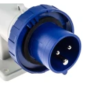 Scame EUREKA IP66/IP67 Blue Wall Mount 2P+PE Right Angle Industrial Power Connector, 16A, 230V 247.1693