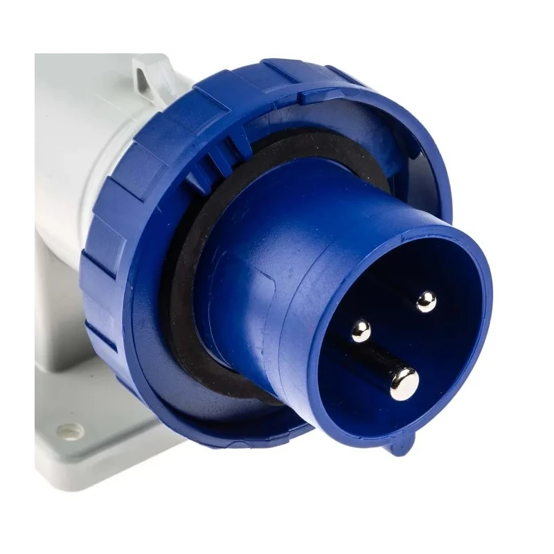 Scame EUREKA IP66/IP67 Blue Wall Mount 2P+PE Right Angle Industrial Power Connector, 16A, 230V 247.1693