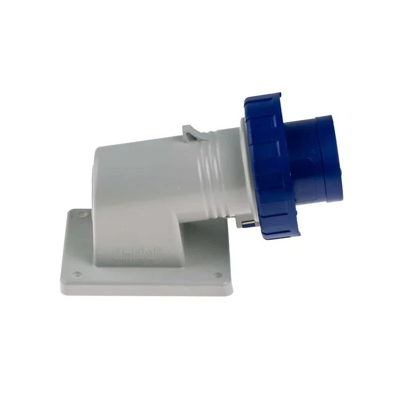 Scame EUREKA IP66/IP67 Blue Wall Mount 2P+PE Right Angle Industrial Power Connector, 16A, 230V 247.1693