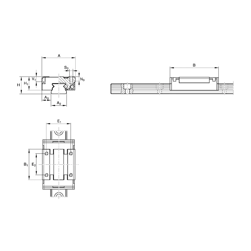 Bosch Rexroth Linear Guide Carriage , R0442 Series, Runner Block, 2310N Dynamic Load, 34.8mm x 27mm, Stainless R044229401