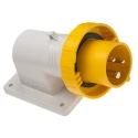 Scame EUREKA IP66 IP67 Yellow Wall Mount Industrial Power Connector 2P+PE Right Angle 16A 110V 410-236