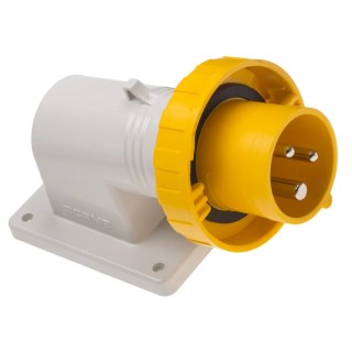 Scame EUREKA IP66 IP67 Yellow Wall Mount Industrial Power Connector 2P+PE Right Angle 16A 110V 410-236
