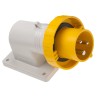 Scame EUREKA IP66 IP67 Yellow Wall Mount Industrial Power Connector 2P+PE Right Angle 16A 110V 410-236