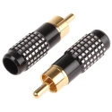 RS PRO Black Straight Cable RCA Plug Gold, Cable Mount, Male, Brass Contacts, Aluminium Housing, 410-993