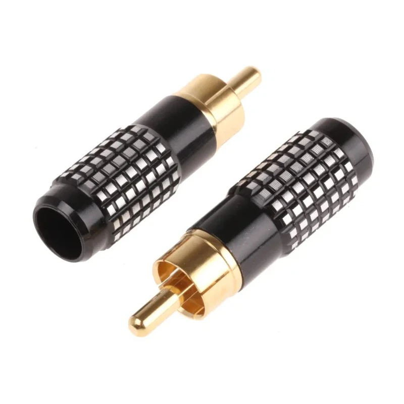 RS PRO Black Straight Cable RCA Plug Gold, Cable Mount, Male, Brass Contacts, Aluminium Housing, 410-993