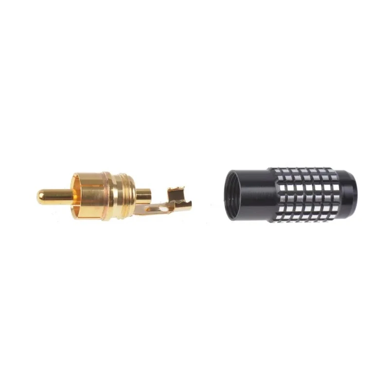 RS PRO Black Straight Cable RCA Plug Gold, Cable Mount, Male, Brass Contacts, Aluminium Housing, 410-993