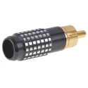 RS PRO Black Straight Cable RCA Plug Gold, Cable Mount, Male, Brass Contacts, Aluminium Housing, 410-993