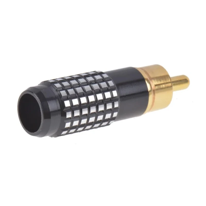 RS PRO Black Straight Cable RCA Plug Gold, Cable Mount, Male, Brass Contacts, Aluminium Housing, 410-993