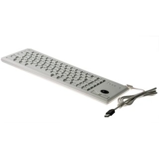 Cherry Wired USB Compact Trackball Keyboard, AZERTY Layout, Grey, Industrial Grade, USB Interface, G84 4400LUBFR-0