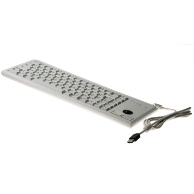 Cherry Wired USB Compact Trackball Keyboard, AZERTY Layout, Grey, Industrial Grade, USB Interface, G84 4400LUBFR-0