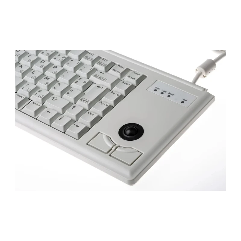 Cherry Wired USB Compact Trackball Keyboard, AZERTY Layout, Grey, Industrial Grade, USB Interface, G84 4400LUBFR-0