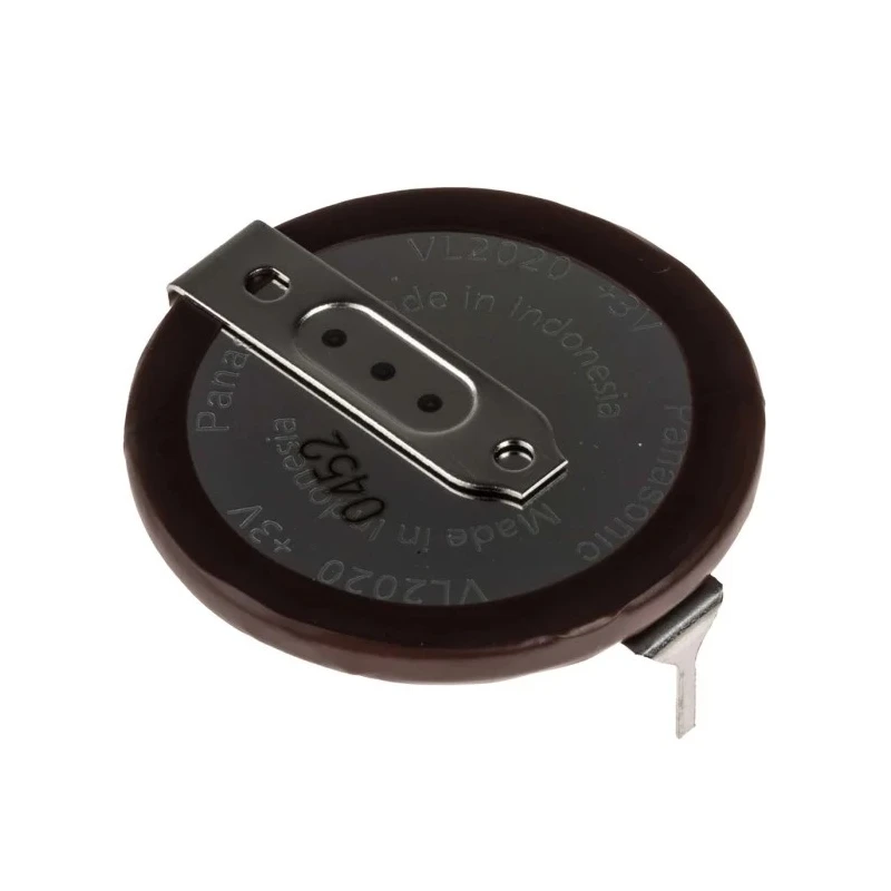 Panasonic 3 V Lithium Vanadium Pentoxide Button Rechargeable Battery 20 mAh PCB Pin, 20mm Diameter, Horizontal VL-2020/HFN