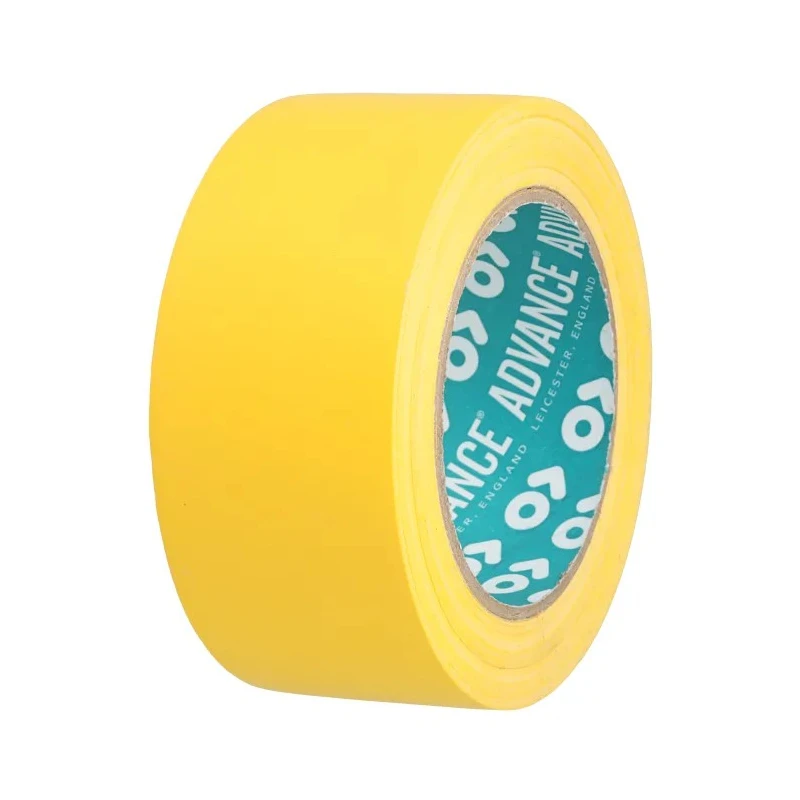 Advance Tapes Yellow Polyvinyl Chloride Hazard Tape, 33 m Length, 50 mm Width, 0.14 mm Thickness, AT8