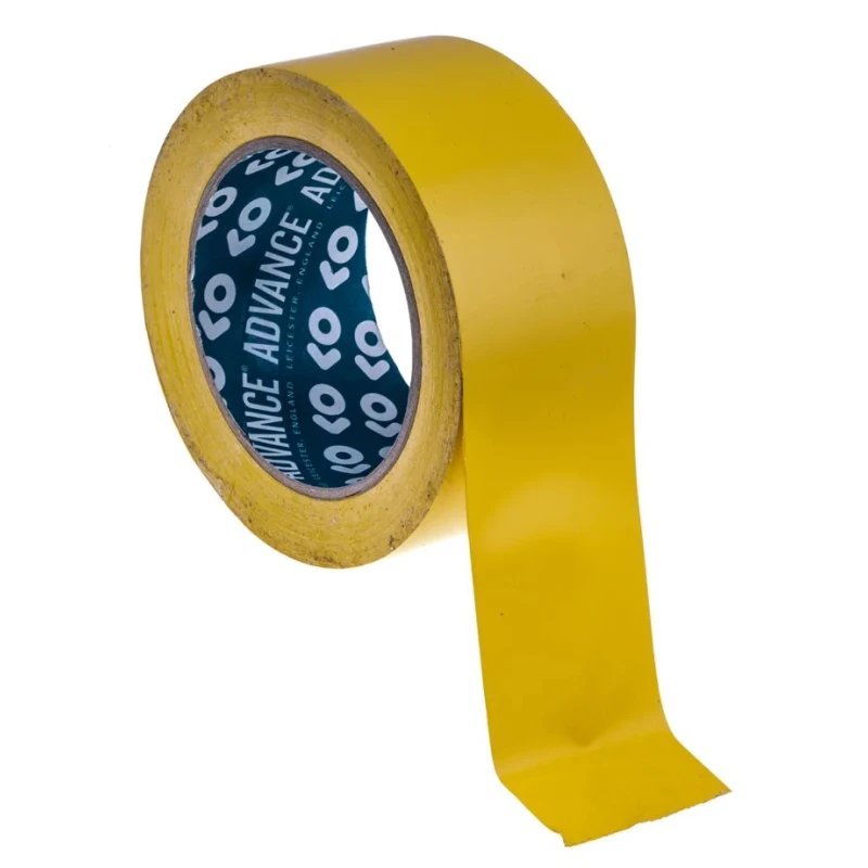 Advance Tapes Yellow Polyvinyl Chloride Hazard Tape, 33 m Length, 50 mm Width, 0.14 mm Thickness, AT8