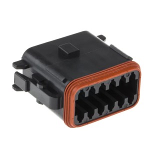 Deutsch DT Series Automotive Connector Male 12 Way Crimp IP6K9K IP68 Black DT0612SA-CE10