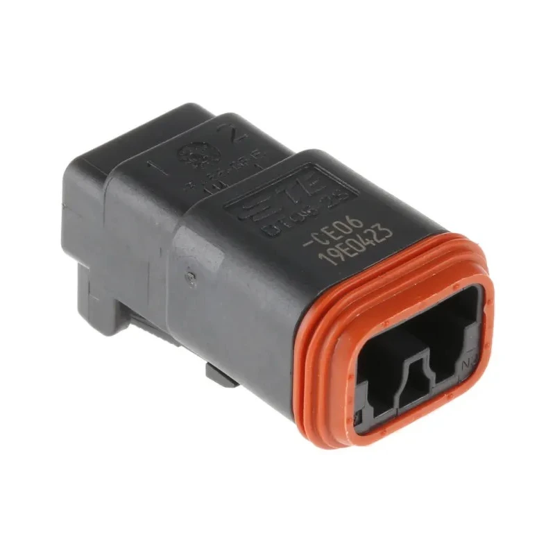 Deutsch DT Series Automotive Connector Male, Black, Bulkhead Mount, 2 Way Crimp Termination, IP68, 13A DT06-2S-CE06