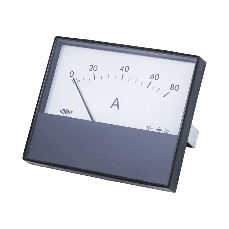 HOBUT Analogue Panel Ammeter, 80 A DC, ±8% Accuracy, 63.5 mm x 62.5 mm Panel, Moving Magnet R68M-80A-001
