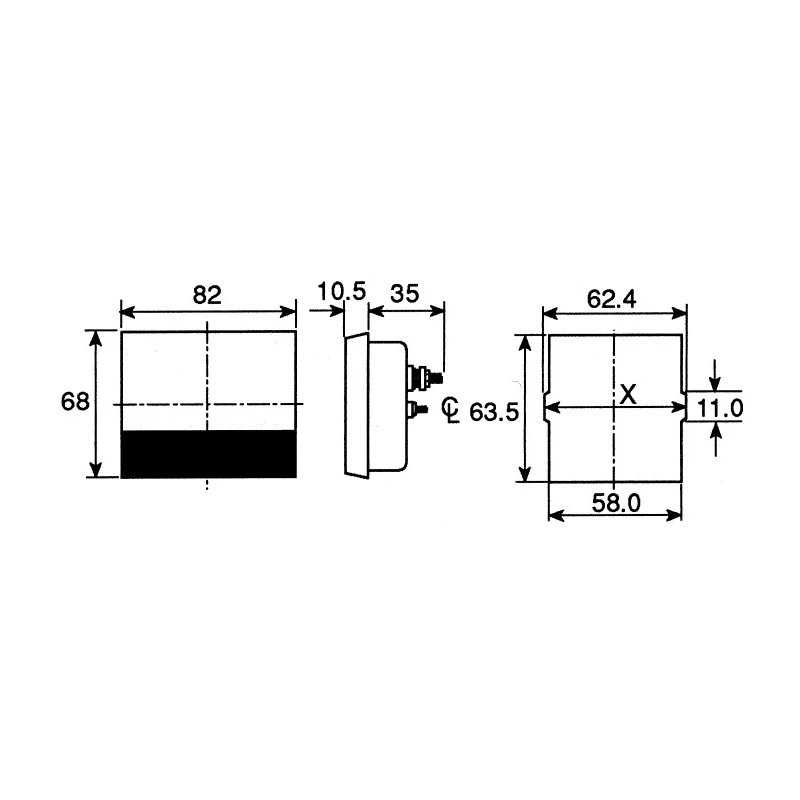 HOBUT Analogue Panel Ammeter, 80 A DC, ±8% Accuracy, 63.5 mm x 62.5 mm Panel, Moving Magnet R68M-80A-001