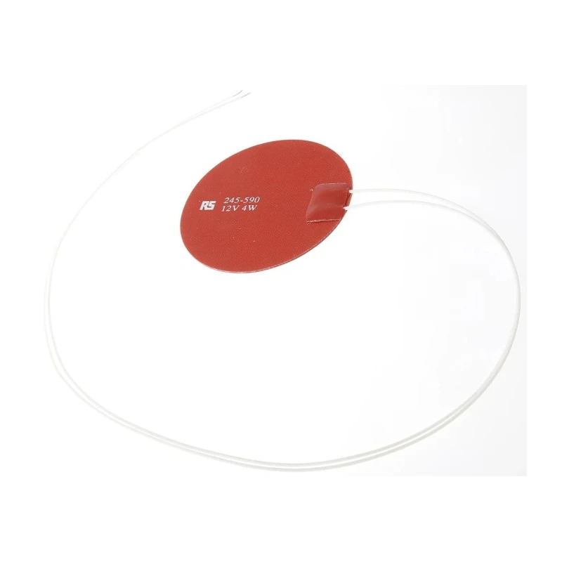 RS PRO Silicone Heater Mat 4 W, 12V DC, Circular, 75 mm Diameter, Peak Temp 300°C 245-590
