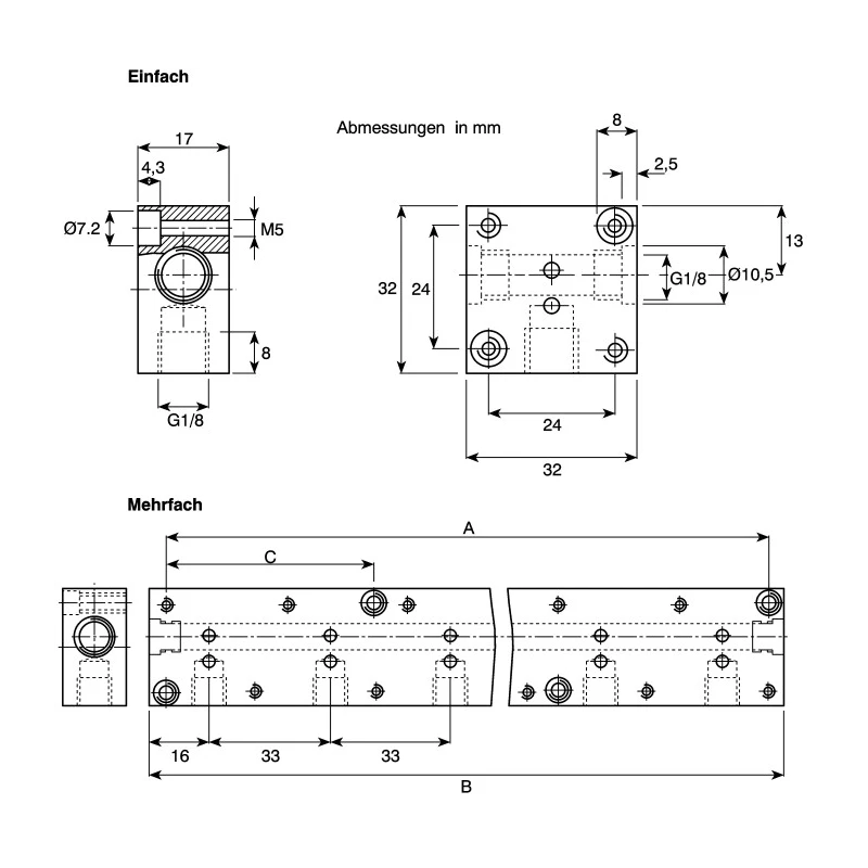 Burkert Solenoid Valve 1-Way Manifold, Anodised Aluminium, For Use With 6014 Solenoid Valve, 005020